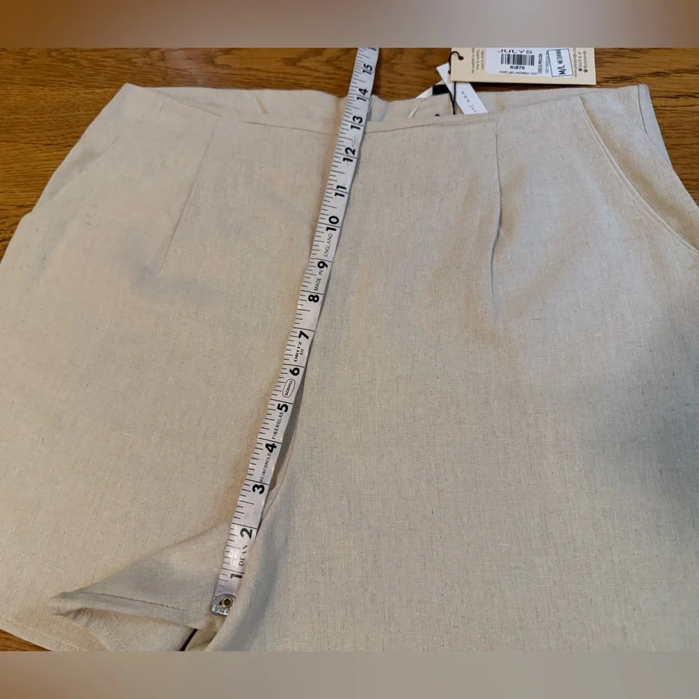 Cream High Waist Tailored linen Shorts size M - Picture 11 of 15